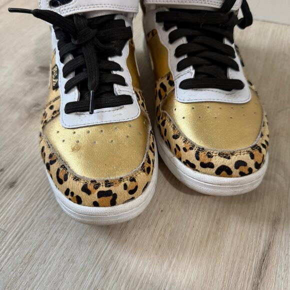 FILA Women's F-14 Gold Leopard Print High Top Sneakers 90s Y2k Size 8 - Picture 3 of 8